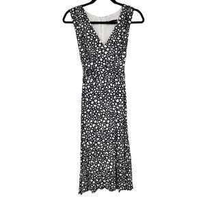 David Meister Faux Wrap Tie Waist Black and White Sleeveless Dress Size 4
